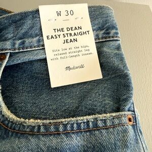 Madewell The Dean Easy Straight Jeans.  Size 30.